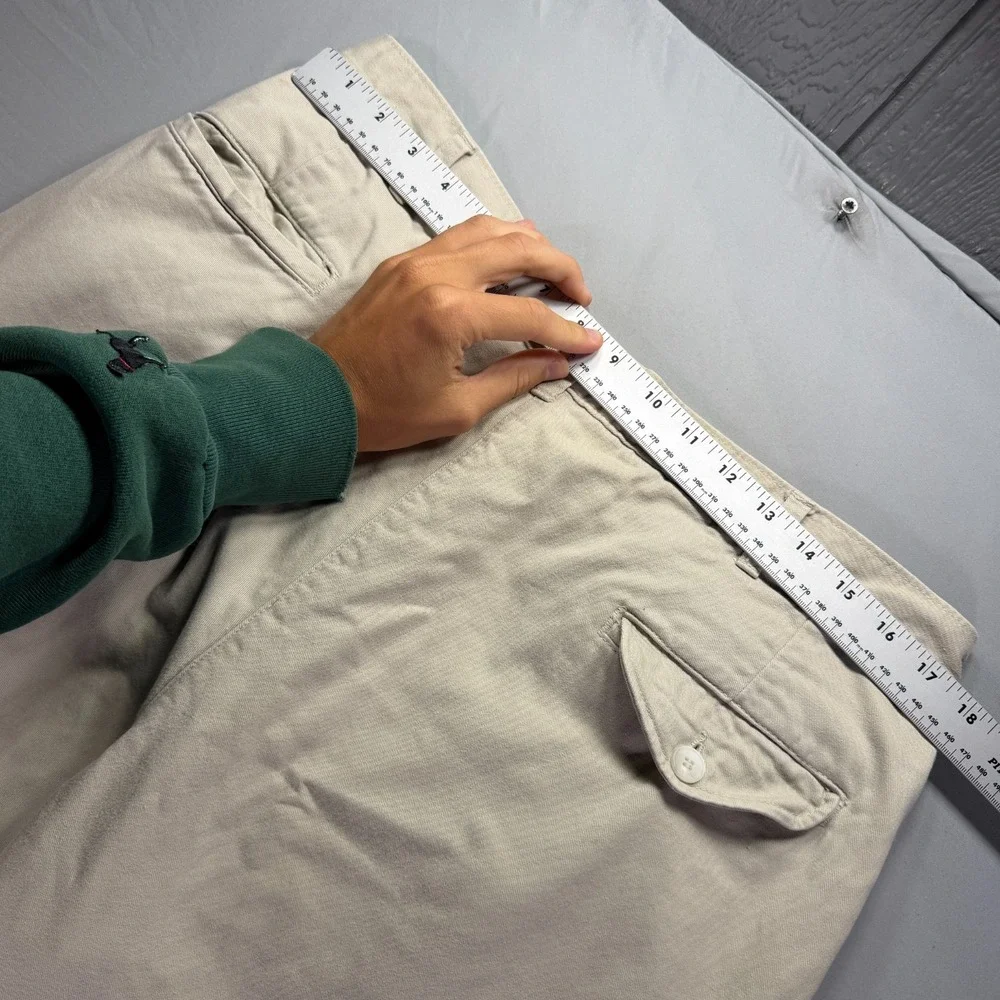 Vintage LL Bean Pants Mens 38x30 (Fits 34x30) Chino Flannel Lined Khaki Pleated